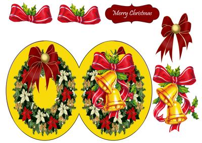 Oval Christmas Golden 3D Sheet