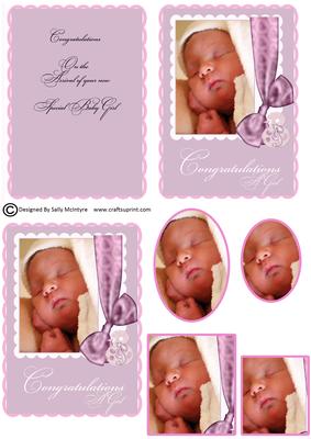 A New Baby Girl C6 2 Up Card Sheet