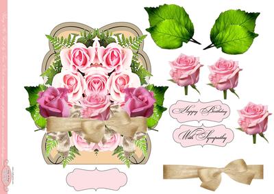 Feminine Pink Roses Happy Birthday with Sympathy and Blank