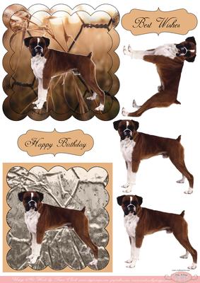 Boxer Dog 2 Card Sheet