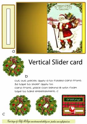 Christmas Vertical Slider Card Vintage 3D and Instructions