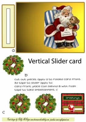 Santa Vertical Slider Card Vintage 3D and Instruction