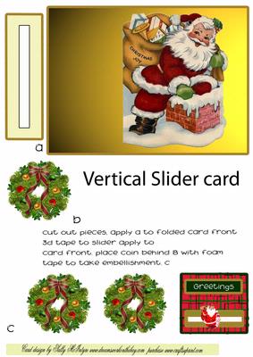 Santa 2 Vertical Slider Card Vintage 3D and Instructions