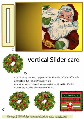 Santa 3 Vertical Slider Card Vintage 3D and Instructions