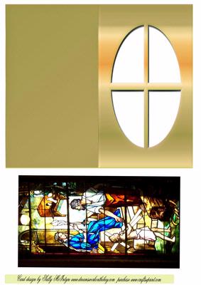 Stained Glass Window in Gold Window Frame