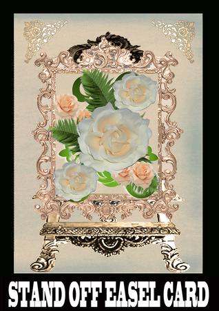 Rose Gold Easel Card with Cream Roses