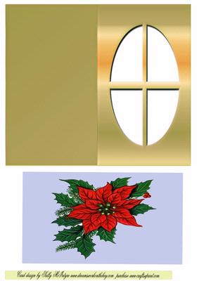 Christmas Flower in Gold Window Frame