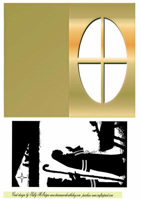 Nativity in Gold Window Frame