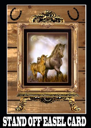 Stand Off Easel Card Horses in the Field Pyramid Front