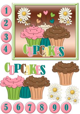 Cupcakes with Numbers 0-9
