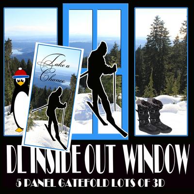Snow Ski'ing Take a Chance 5 Leaf Card with 3D & Instructions