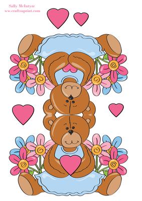 So Cute Bear in a Garden Shaped Card