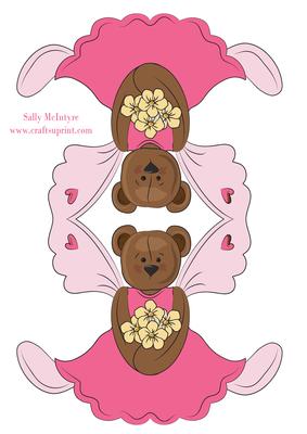 Pink Angel Bear Shaped Card