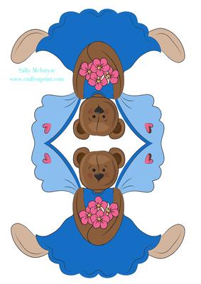 Bright Blue Angel Bear Shaped Card