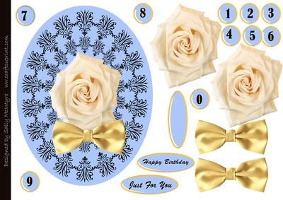 A Single Rose for You in Blue Numbers 0-9 for Any Age Group