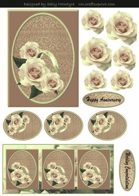 Antique Wedding Anniversary Wedding Engagement 2 Card Sheet