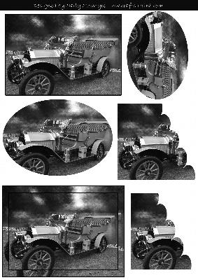 Vintage Car Pyramid and Stacker Black and White 2 Card Shee