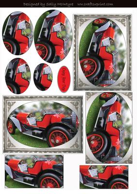 2 Card Sheet Pyramid Red Vintage Car