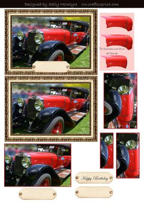 Red Baron Vintage Car 2 Card Sheet