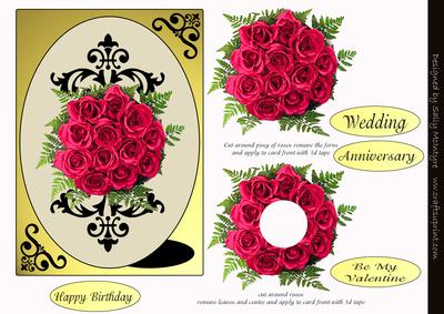 Red Roses with Baby's Breath Multi Card