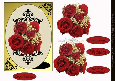 Golden Glow Red Roses Multi Sentiment Card