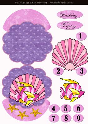 Coloured Fish Rocker Card Happy Birthday Numbers 0-9