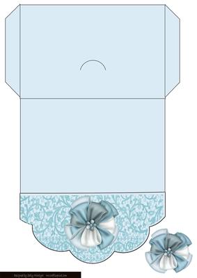 Wallet Card Blue with 3D Bow