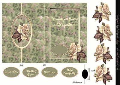 Antique Tones Friends Are Flowers in Lifes Garden Foldback C