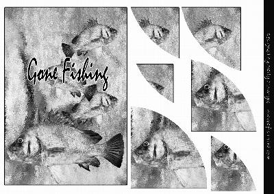 Gone Fishing 2 Corner Stacker Black and White
