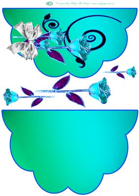 Aqua and Gold Rose Card Many Formal Occasions.jpg