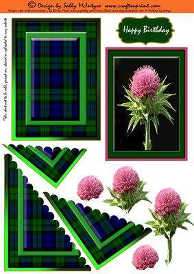 Tartan Thistles 2 Card Sheet Step by Step and Pyramid