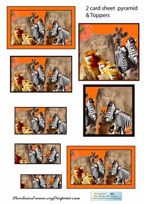 Kings of the Jungle Great Male Cards 2 Card Sheet Pyramid and Toppers