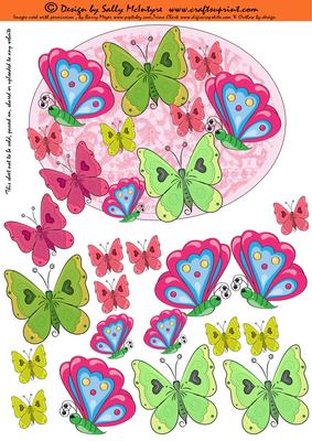 3D Butterfly Card Pink Lace