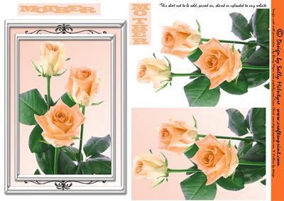 Mother , Roses Pyramid with 3D Roses Apricot