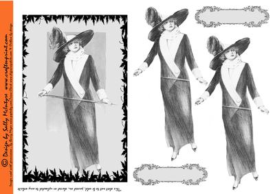 Vintage Elegance 3D Card with Blank Sentiment Panels Black A