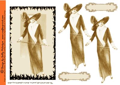 Vintage Elegance 3D Card with Blank Sentiment Sepia