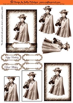 Vintage Elegant Lady 2 Card Sheet