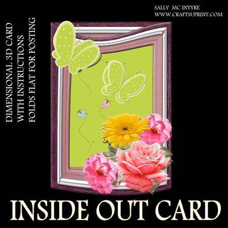 Inside Out Card Roses and Butterflies