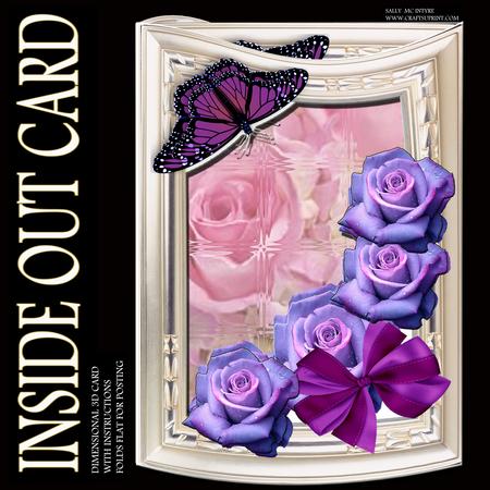 \inside Out Card Purple Roses and Butterflies