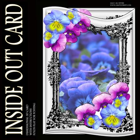 Inside Out Card Vintage Frame and Pansy 3D