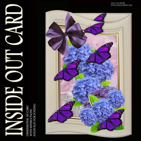 Inside Out Card Purple Butterflies and Hydrangers