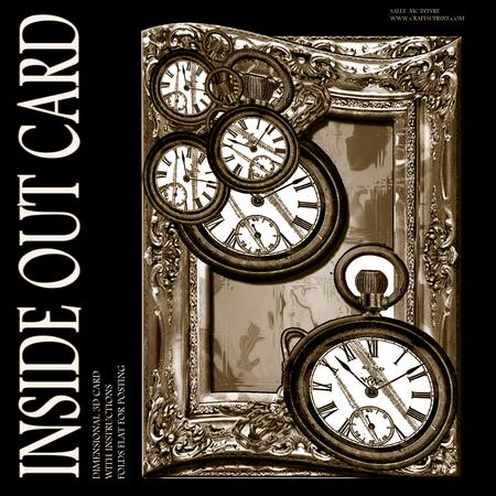 Inside Out Card Antique Fob Watch Sepia