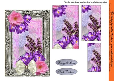 Silver Frame Pyramid Card Camilia and Lavender