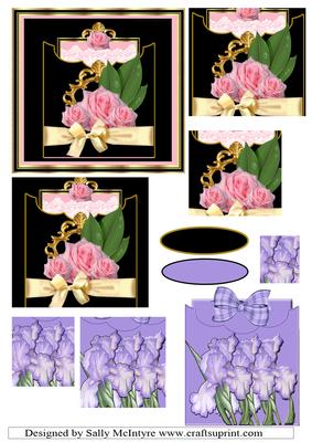 2 Card Pyramid Roses and Irises