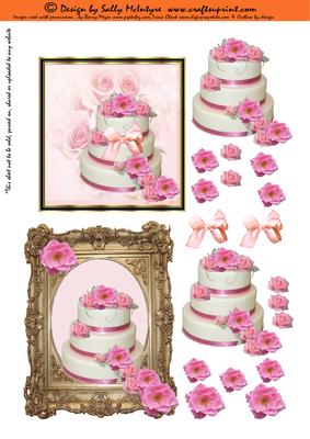 Wedding Cards Pink Roses and Gold Frames