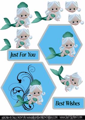 Cute Mermaids in Blue for a Little Girl