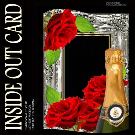 Inside Out Card Champagne and Red Roses
