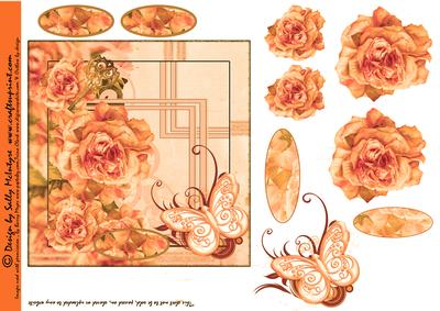 All Pretty in Apricot Vintage Roses Decoupage with Greeting