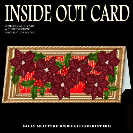 Inside Out Card Christmas Poisettia 3D