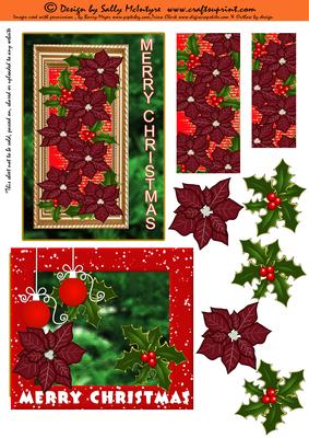 Poinsettia for Christmas 2 Card Sheet